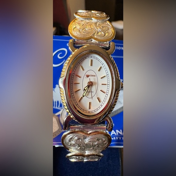 Montana Silversmiths Gold and Silver Oval Watch - Picture 3 of 4